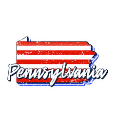 American Flag In Pennsylvania State Map Grunge