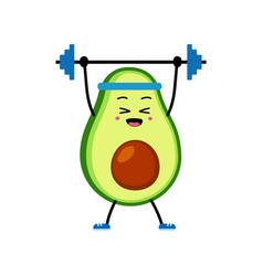 Cute Avocado Character Does Sports Powerlifting