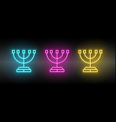 Menorah Symbol Neon Icon