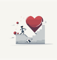 Soccer Player With Ball And Heart Flat Style