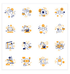 Digital Transformation Flat Icons Set