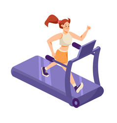 Woman At Gym Running On Treadmill As Sport