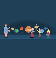 Background With School Children In Planetarium