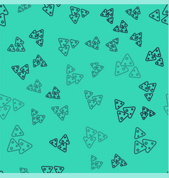 Black Line Nachos Icon Isolated Seamless Pattern