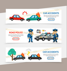 Flat Auto Accident Horizontal Banners