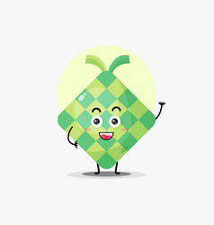 Cute Ketupat Food Character Waving