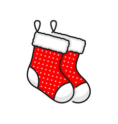 Pair Of Red Christmas Stocking Color Line Icon