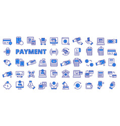 Set Of Payment Icons In Line Design Blue