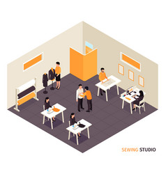 Sewing Studio Isometric Composition