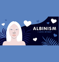 Banner About Albinism With Young Woman