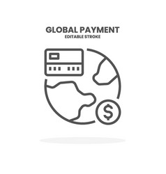 Credit Card Global Payment Line Icon