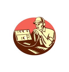 Ham Radio Operator Circle Woodcut