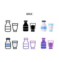 Milk Icons Set With Different Styles