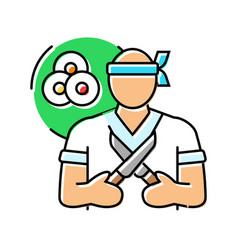 Sushi Chef Restaurant Color Icon