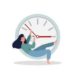 Young Lady Lying On Clock Planning Work Time