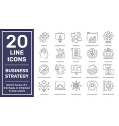 Business Strategy Line Icons The Set Contains