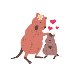 Cute Quokka With Child Concepts Of Family