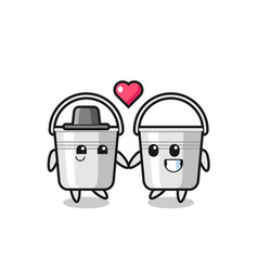 Metal Bucket Cartoon Character Couple With Fall