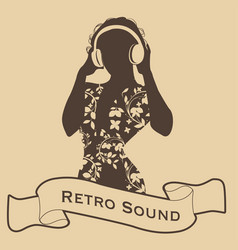 Silhouette Dj Woman Retro Style