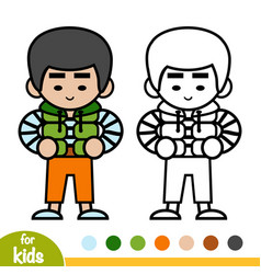 Coloring Book Asian Boy In Gilet