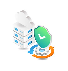 Flat Isometric 3d Cloud Server Data Security