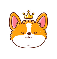 Cute Happy Corgi Dog Face With Crown