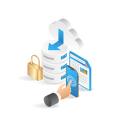 Flat Isometric 3d Cloud Server Security Control