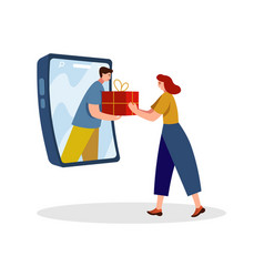 Lady Standing Near Mobile Phone Getting Parcel