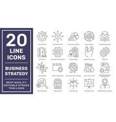 Business Strategy Line Icons Set Of Development