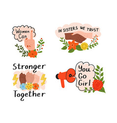 Feminist Slogan Clip Art Isolated Sticker Set