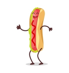 Hot Dog Dancing Isolated On White Funny Food