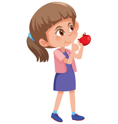 Cute Girl Eating Apple