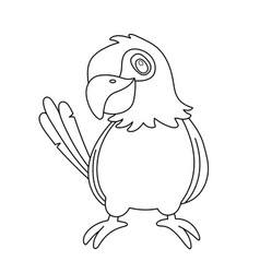 Line Funny Parrot Bird Outline Cartoon Character