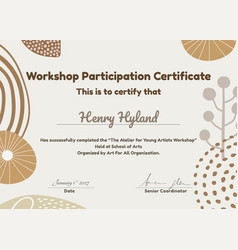 Workshop Participation Certificate Template