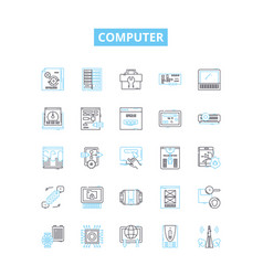 Computer Line Icons Set Computer Laptop