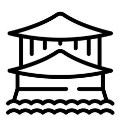 Lake Temple Icon Outline Japan Kyoto