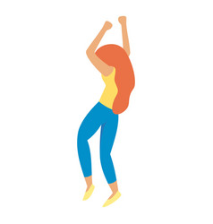 Red Hair Girl Dancing Icon Flat Style