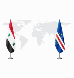 Syria And Cape Verde Flags For Official Meeting