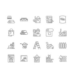 Builders Merchants Line Icons Signs Set