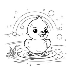 Coloring Page Outline Of A Cute Little Duck