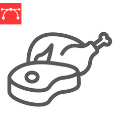 Meat And Poultry Line Icon Chicken And Steak