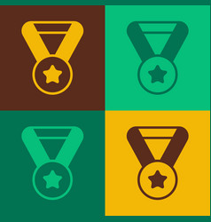 Pop Art Medal Icon Isolated On Color Background