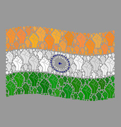 Riot Waving India Flag - Mosaic With Rebellion