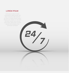 Twenty Four Hour Clock Icon In Flat Style 247