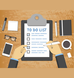 Flat To Do List Concept - Hands Over Clipboard