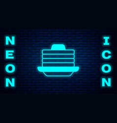 Glowing Neon Stack Of Pancakes With Honey Icon