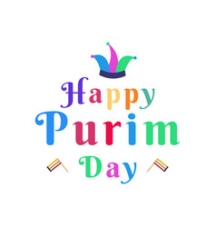 Happy Purim Day With Colorful Text