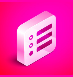 Isometric Task List Icon Isolated On Pink