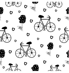 Bicycle And Tree Seamless Pattern