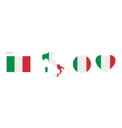 Italy Flag In Different Shapes Icon Set Flat